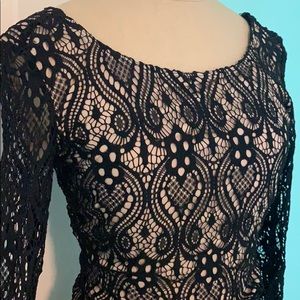 Black & Tan Lace Formfitting Hoco Dress